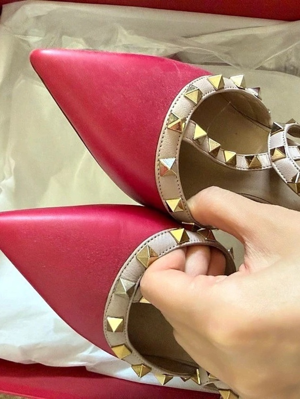 Valentino Garavani Rockstud Heels Pink White Size EU 37